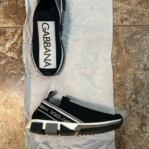 Dolce & Gabbana Black and White Slip-On Sneakers - Picture 3 of 8
